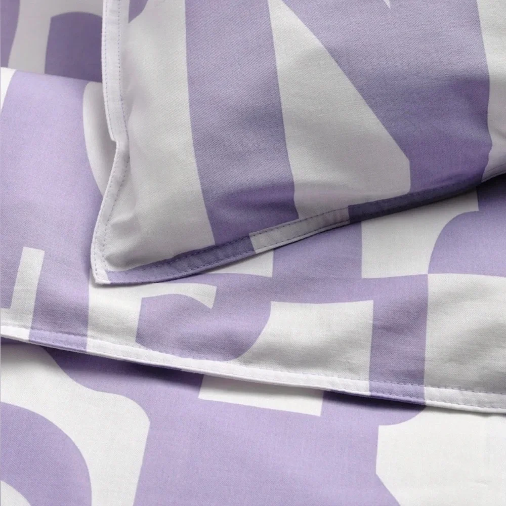 (Retired) IKEA BERGHEMLOCK Lavender and White Geometric Duvet Cover Set